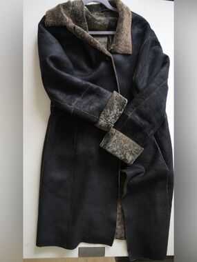 Vintage Black Shearling Coat